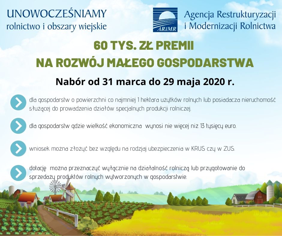 60 tys. zł premii na rozwój małego gospodarstwa